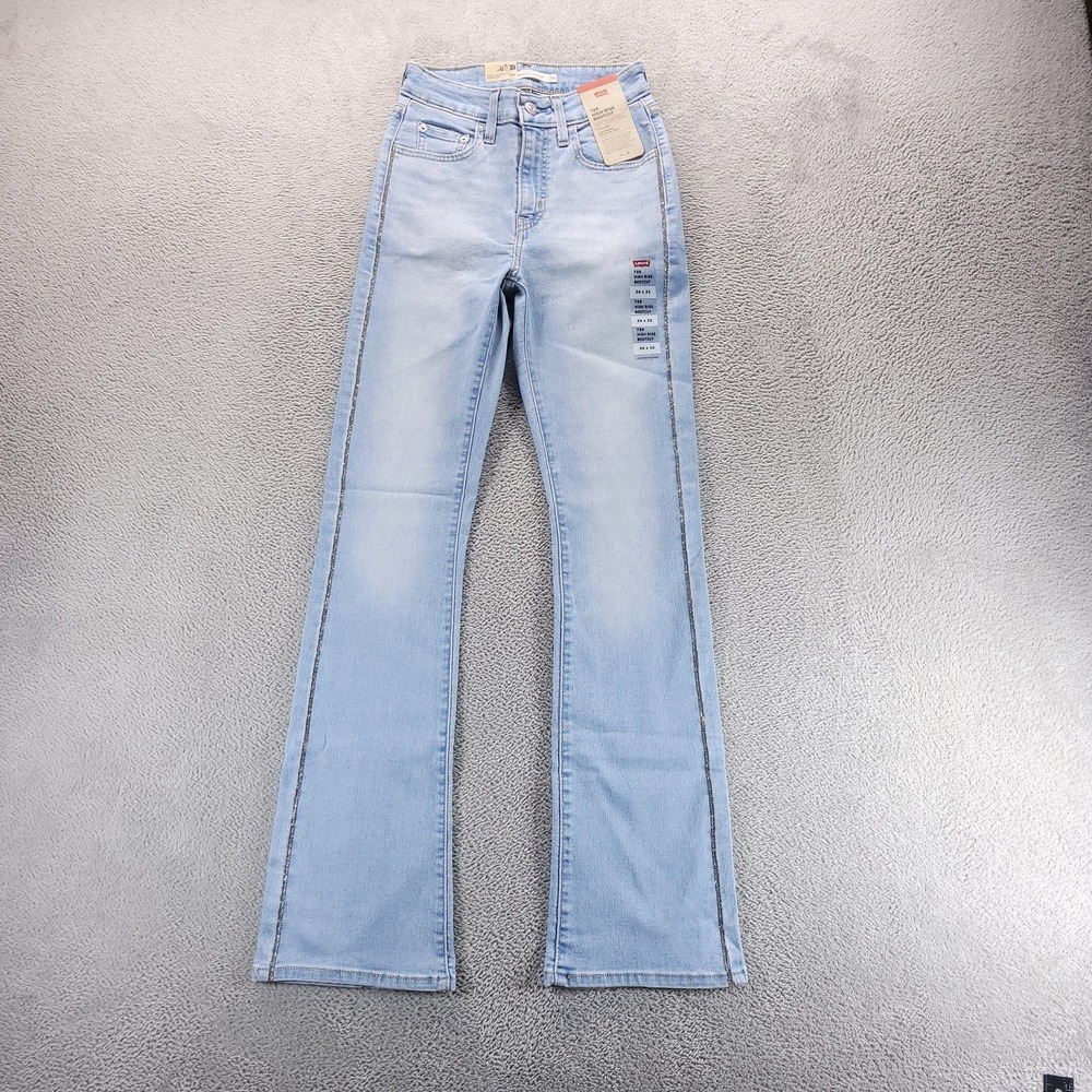 Levis Jeans Womens 26 Blue 725 High Rise Bootcut Slim Light Wash Stretch Denim